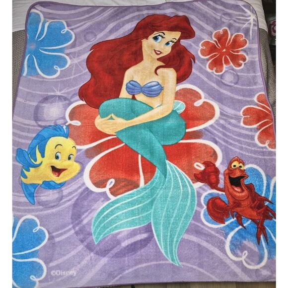 Disney Princess Little Mermaid Fleece Throw Blanket 46"x60" Ariel, Sebastian - Picture 1 of 8
